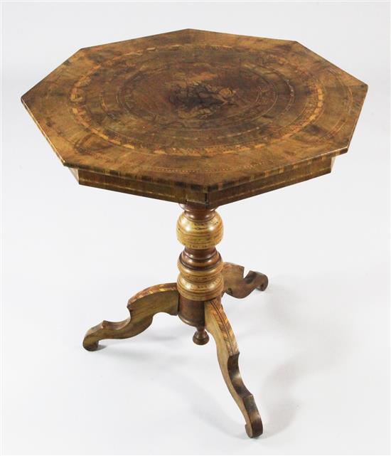 A late 19th century Maltese parquetry inlaid walnut occasional table, W.2ft 1.75in.